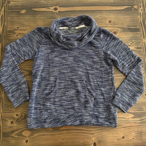 Women's Loveappella Blue White Marled Cowl Neck Sweater Size M Long Sleeve Pull